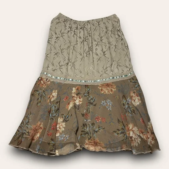 Vintage Floral Patterned Midi Skirt Spencer Alexis Cottagecore Boho Size Large - Picture 8 of 8